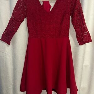 B Darlin Kids Red Lace Formal Dress